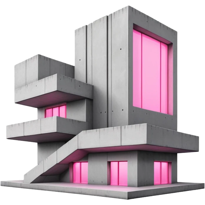 Gray concrete structure with single pink light, brutalist architecture emoji
