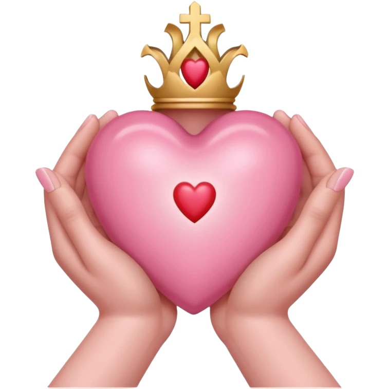 hands holding a baby pink sacred heart  emoji
