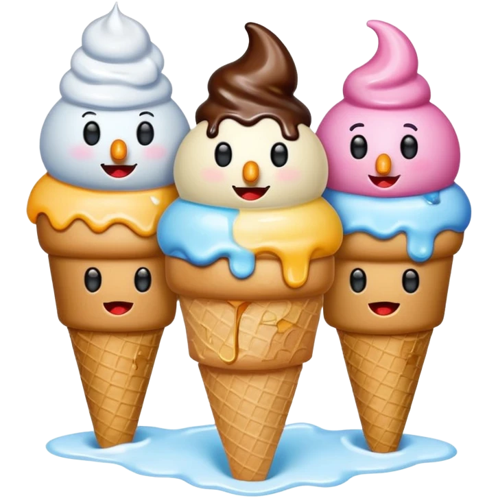 snowmen with ice cream emoji