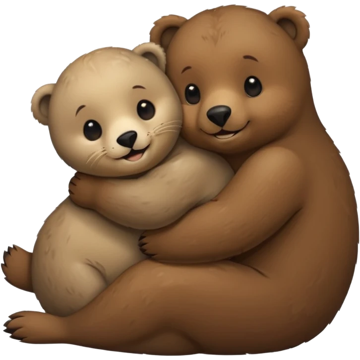 small seal hugging a brown bear emoji