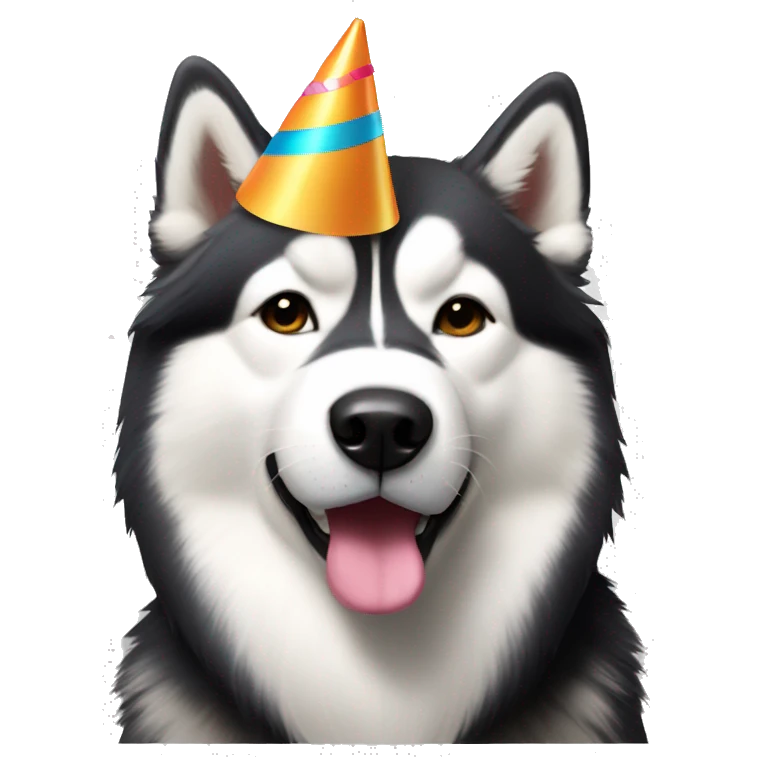 Malamute with party hat emoji