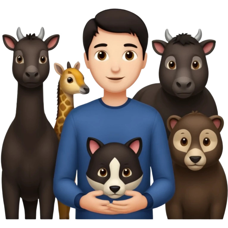 GRANJERO PIEL CLARA Y PELO OSCURO CON ANIMALES A SU ALREDEDOR QUE SEA HOMBRE emoji