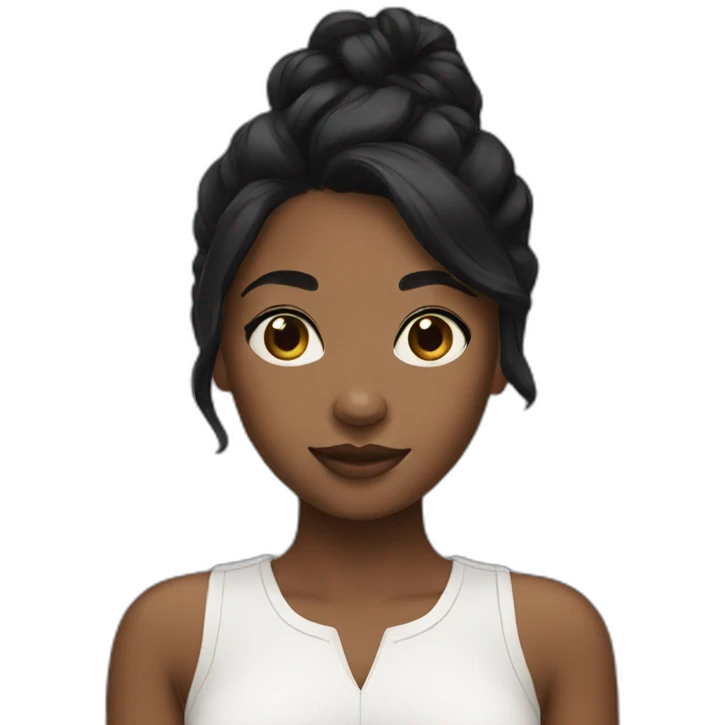 Brown skin girl black hair emoji
