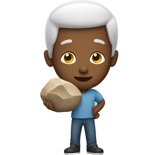 a man holding a rock emoji