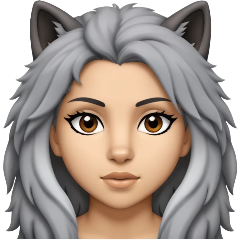 Split face of Shakira and a wolf emoji