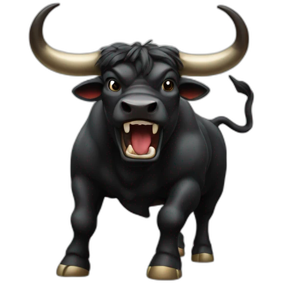 fighting black bull emoji