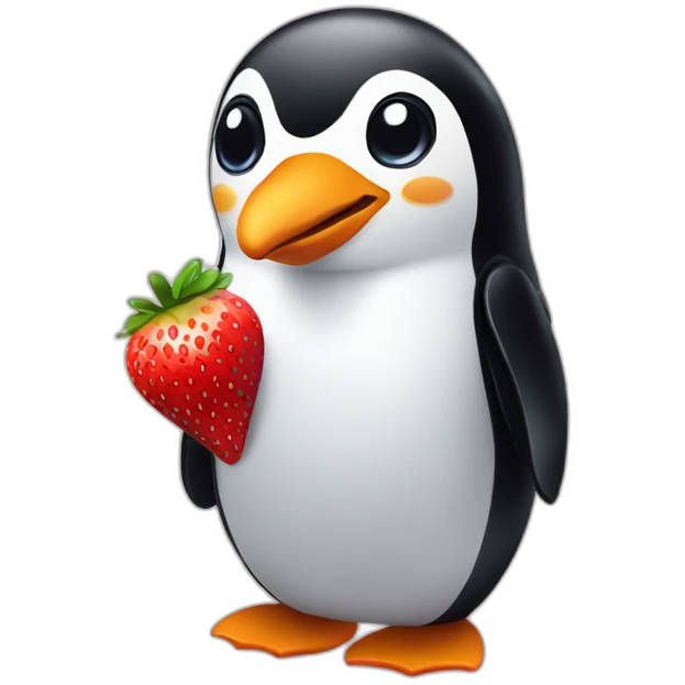 Penguin with a strawberry  emoji