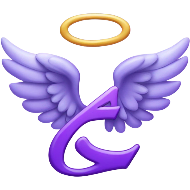 Purple letter S with angel wings emoji