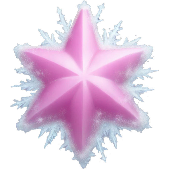 Pink ice frozen star with snow emoji