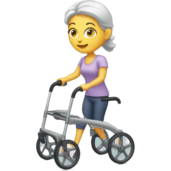 White woman with walker emoji