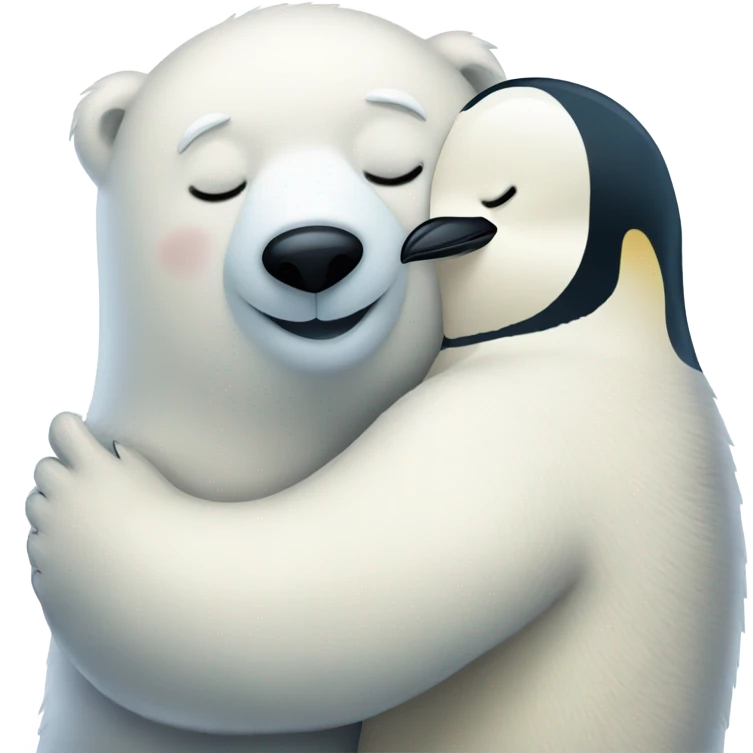 Polar bear and penguin hugging emoji