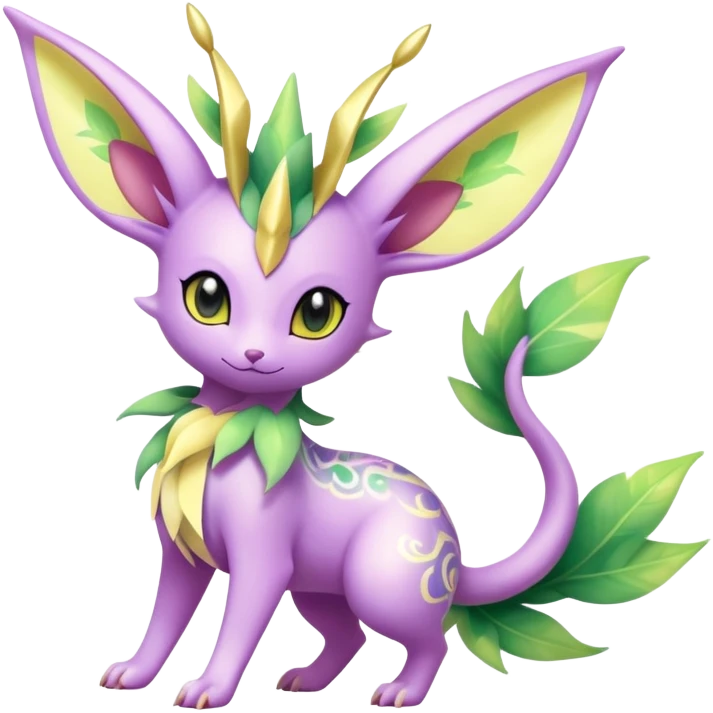 Shiny Exotic Cute Adorable Majestic Ethereal Sparkly Flygon-Espeon-Leafeon-Shaymin-Hybrid-Creature with pattern-markings emoji