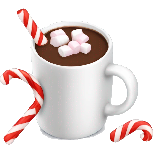  Mug of hot chocolate with marshmallows and a candy cane  emoji