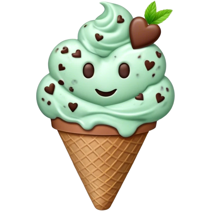 I’ve cream Mint chocolate chip heart emoji