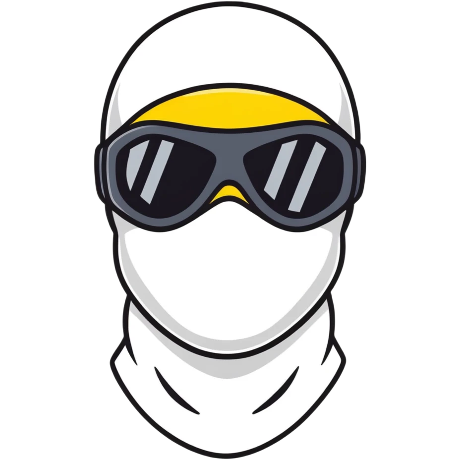 Face with black balaclava and black tinted sports glasses emoji