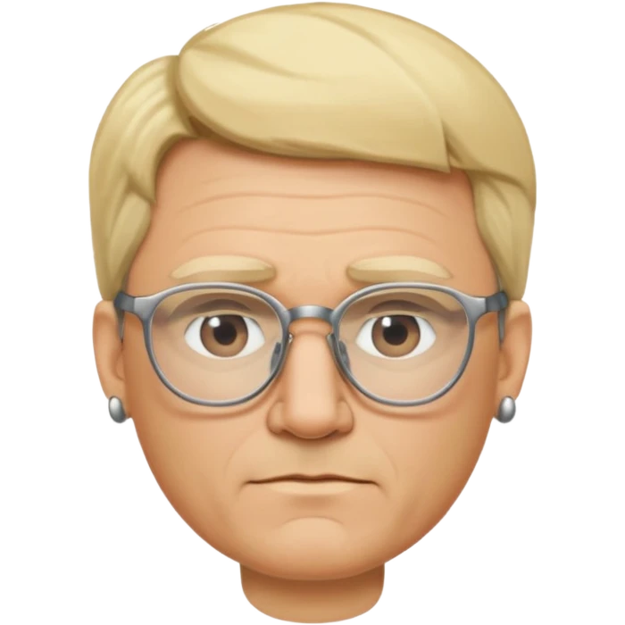 blond middle aged man wearing  big earrings, wearing glassess, with no beard emoji