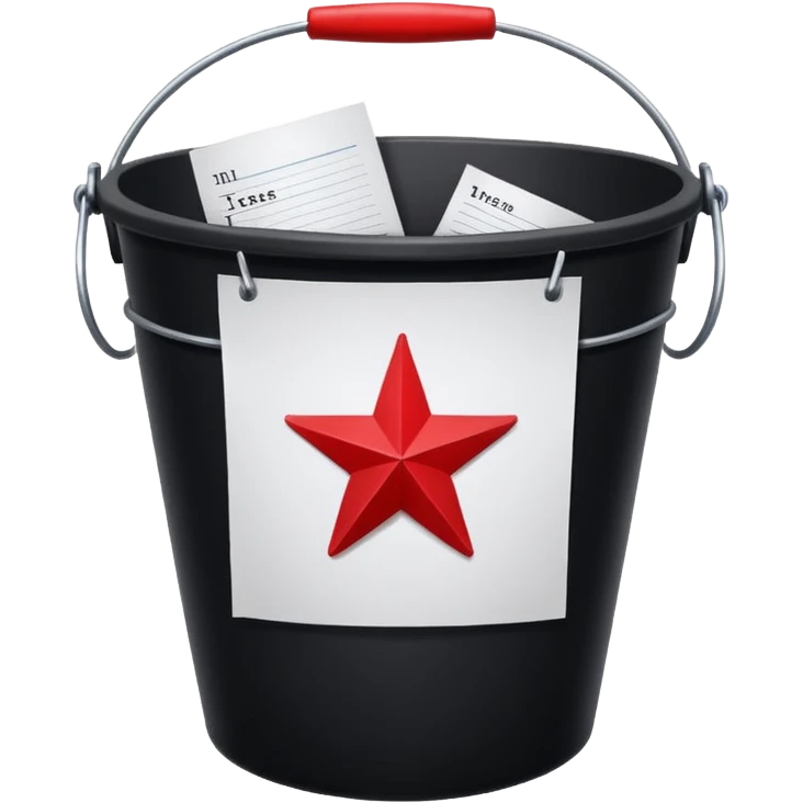 black bucket paper with names in it with red texas on front  emoji