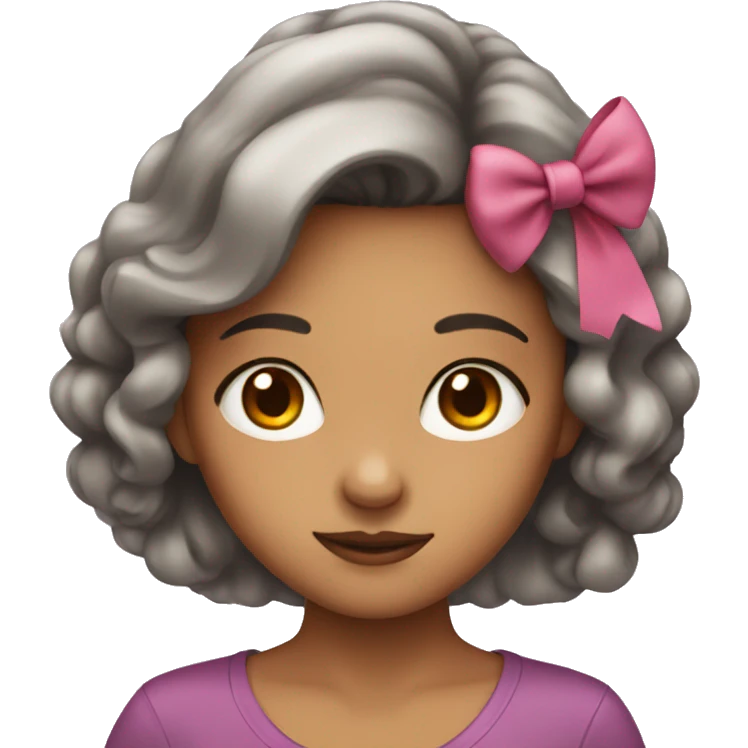 girl with bow and brown eyes emoji