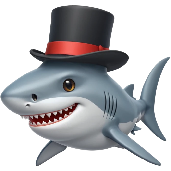 Shark with a top hat emoji