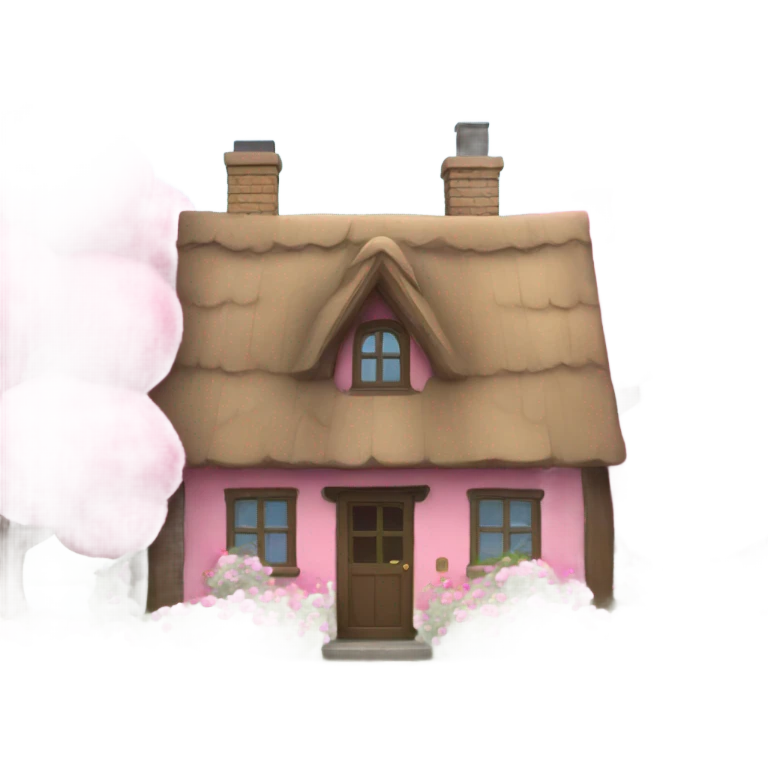 cottage with pink flowers emoji