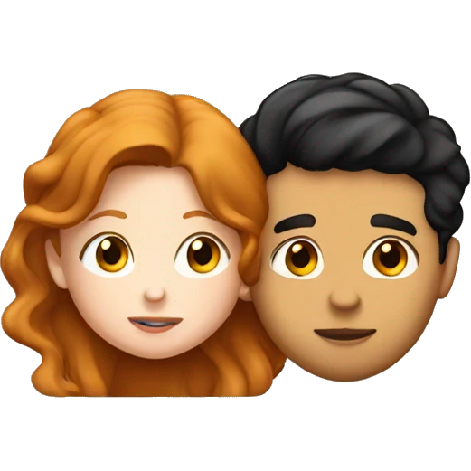 brunette whit girl kissing ginger white boy emoji