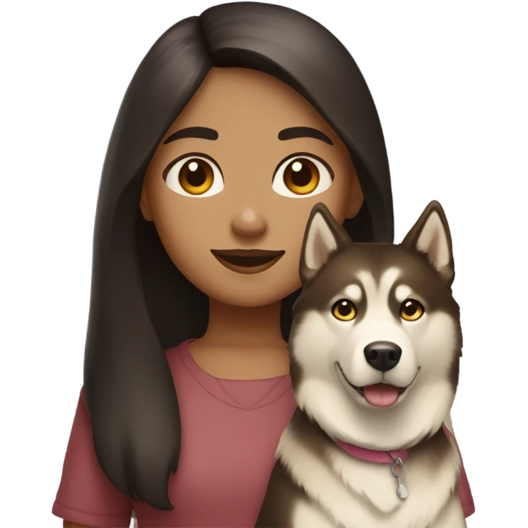 A girl Dark brown  hair next to a light dorée  Husky emoji