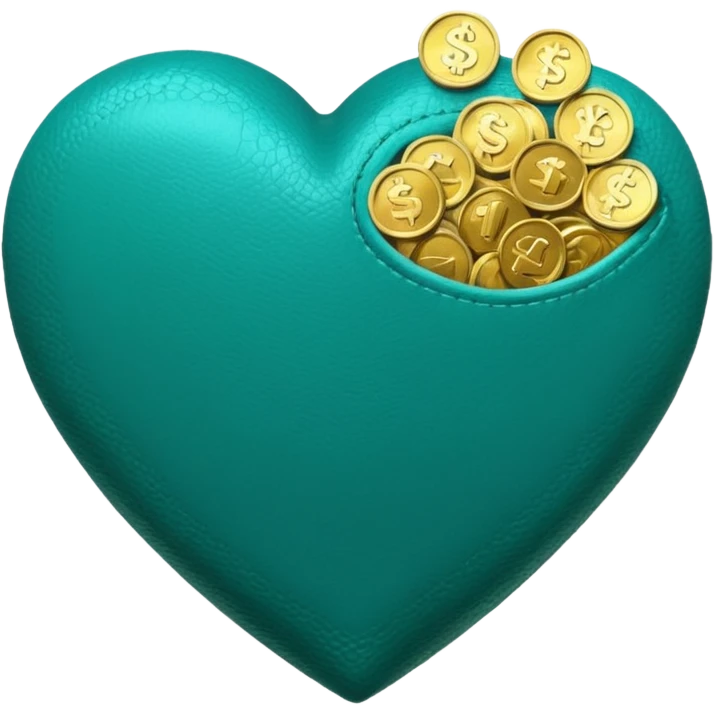 Teal heart with bag of money emoji
