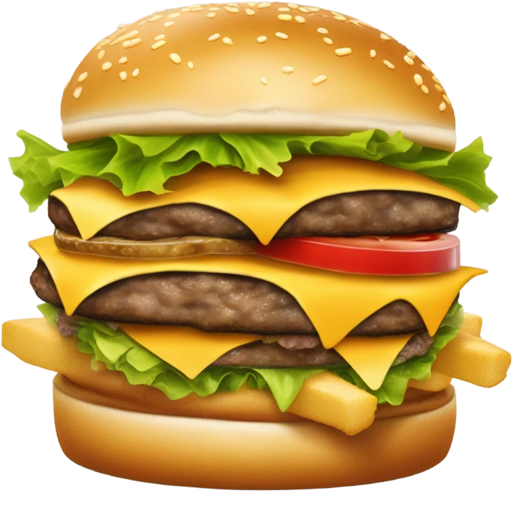 Double cheeseburger and French fries  emoji