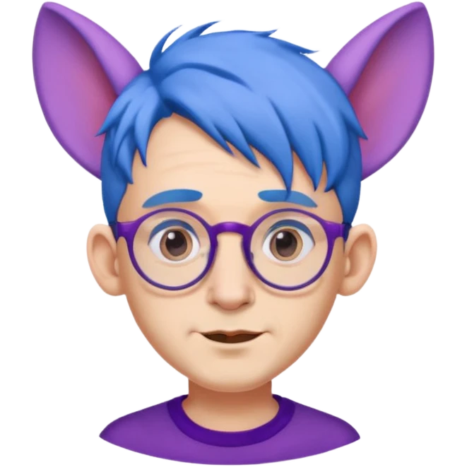 blue haired man with big ears and purple earrings and spectacles emoji