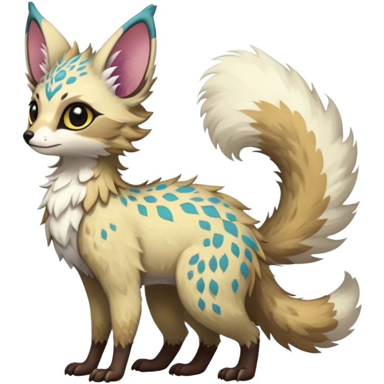 Feral Rare Fantasy colorful Vernid-Trico-species by LiLaiRa, random markings, tufted tail, tufted ears, full body emoji