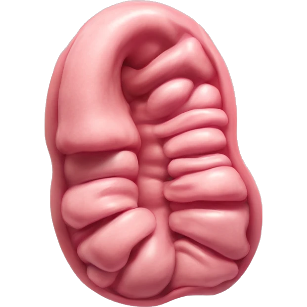 Realistic image of a human stomach, with its J-shape, inner folds, and a smooth pinkish surface, showing clear anatomical details and subtle shading.” emoji