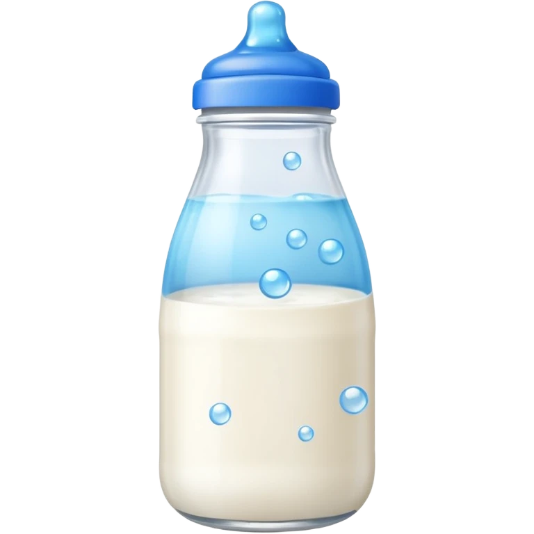 baby Milk bottle with blue cap and bubbles emoji