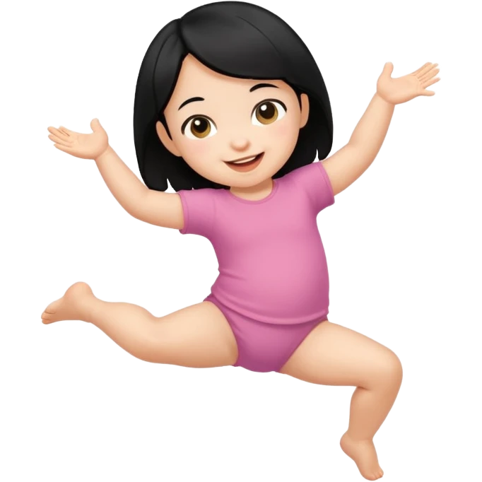 少少黑色頭髮bb開心打開腳跳舞 emoji
