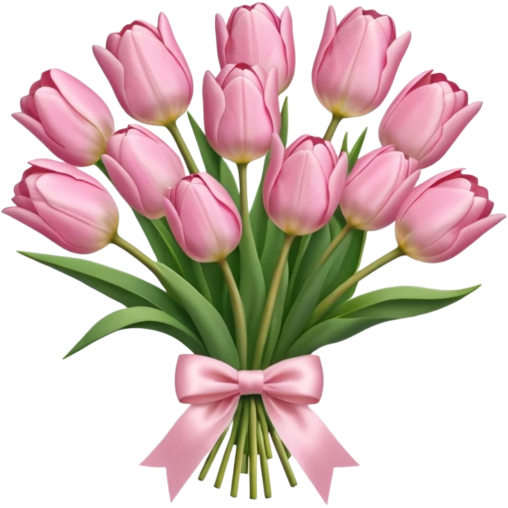 light pink tulips bouquet with light pink bow emoji