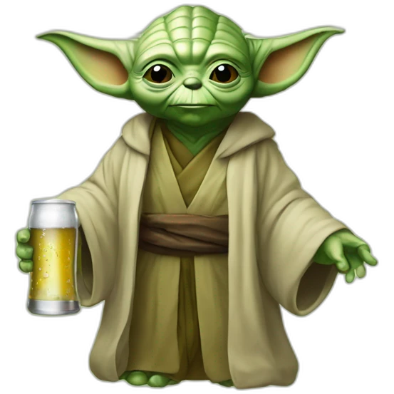 Yoda buvant une bière emoji