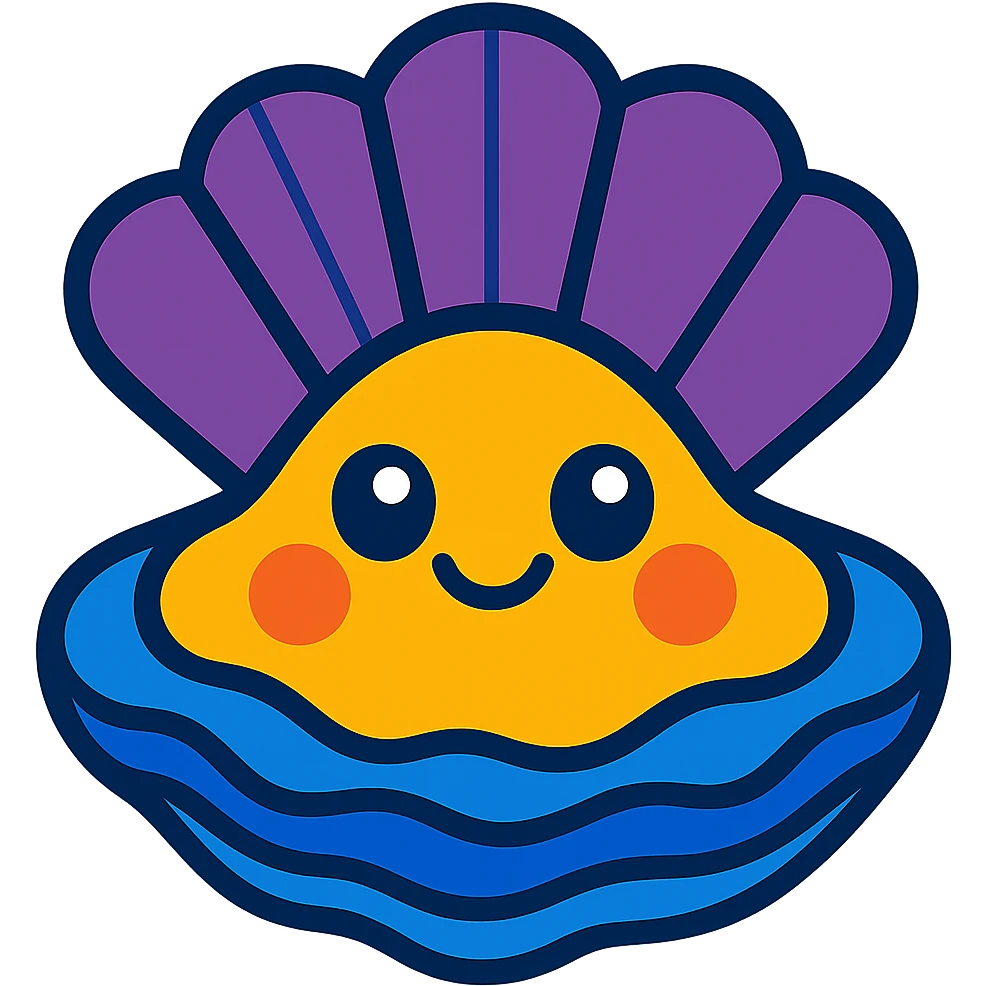 Make the oyster smile while keeping the vibrant toon style, with a transparent background. emoji