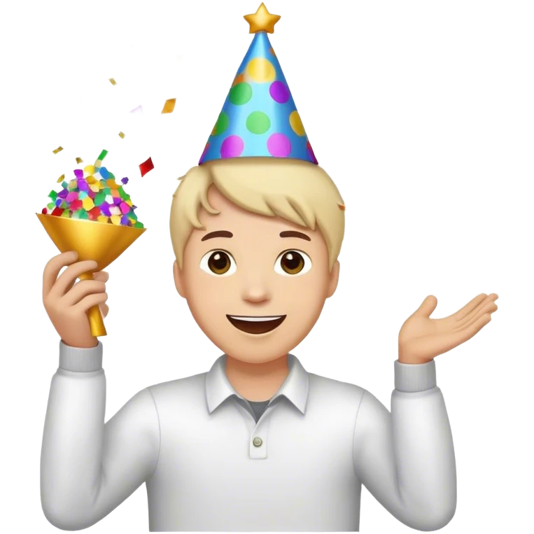 Someone winning a prize confetti falling happy smiling face emoji
