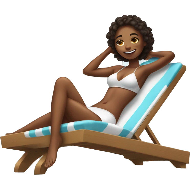 girl laying on a sunbed with a drink emoji