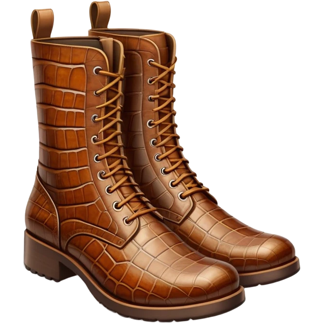 super realistic brown crocodile leather boots emoji