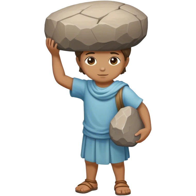 statue of a child carrying a large stone on his shoulders emoji