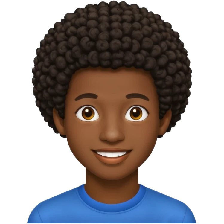 Une homme de 17 ans il a la peau noir foncé , des lèvres pulpeuses  . Il a un taper bouclé afro très court  emoji