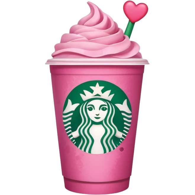 Starbucks pink matcha with th loye emoji