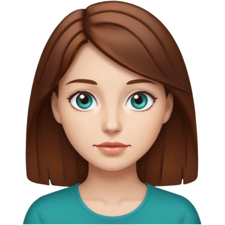 brown hair teal eyed woman emoji