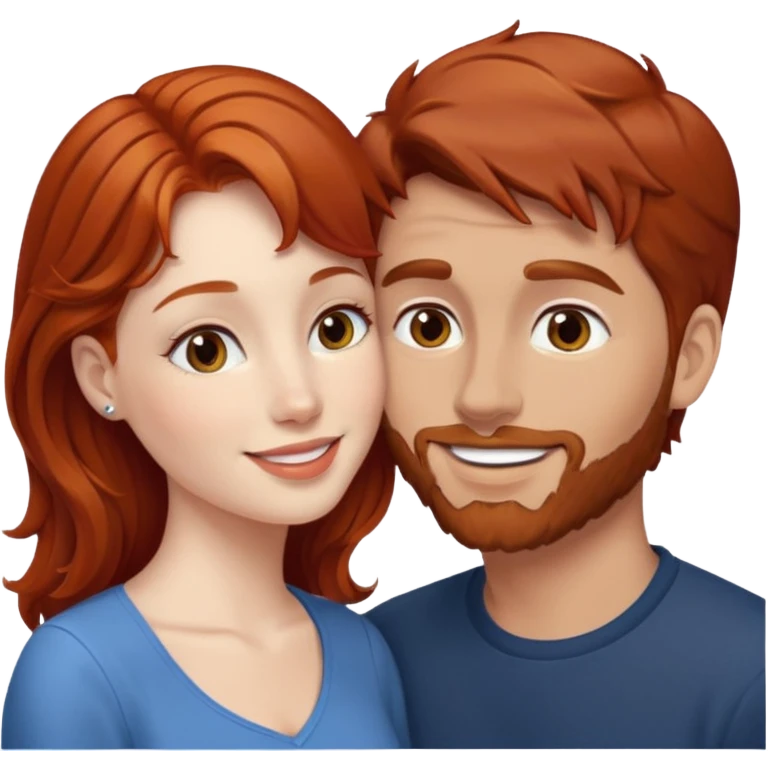 kissy face between brown hair man and redhead woman emoji