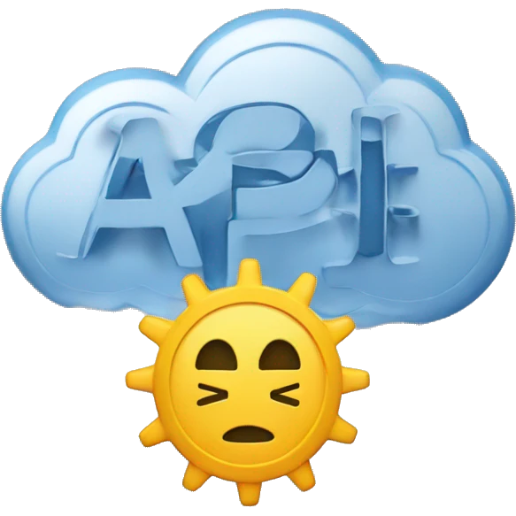 A cloud that has the letters "API" in it, with gears coming from the cloud. emoji