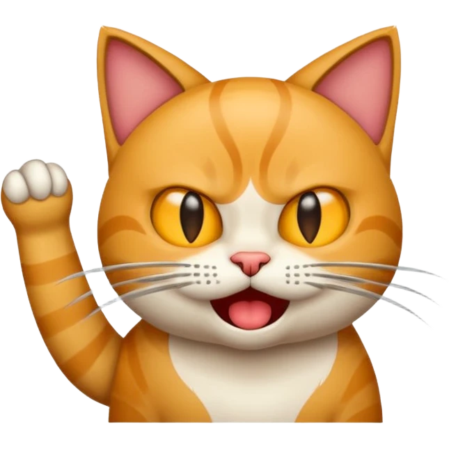 gato scratching and mad emoji