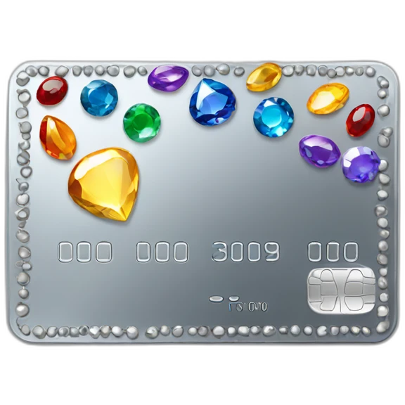 Silver credit card with gems emoji