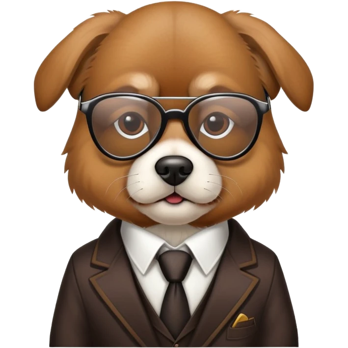 A dog in a gangster suit wearing glasses emoji