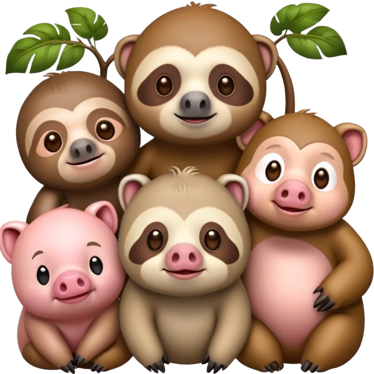 Sloth, monkey and pig all friends emoji