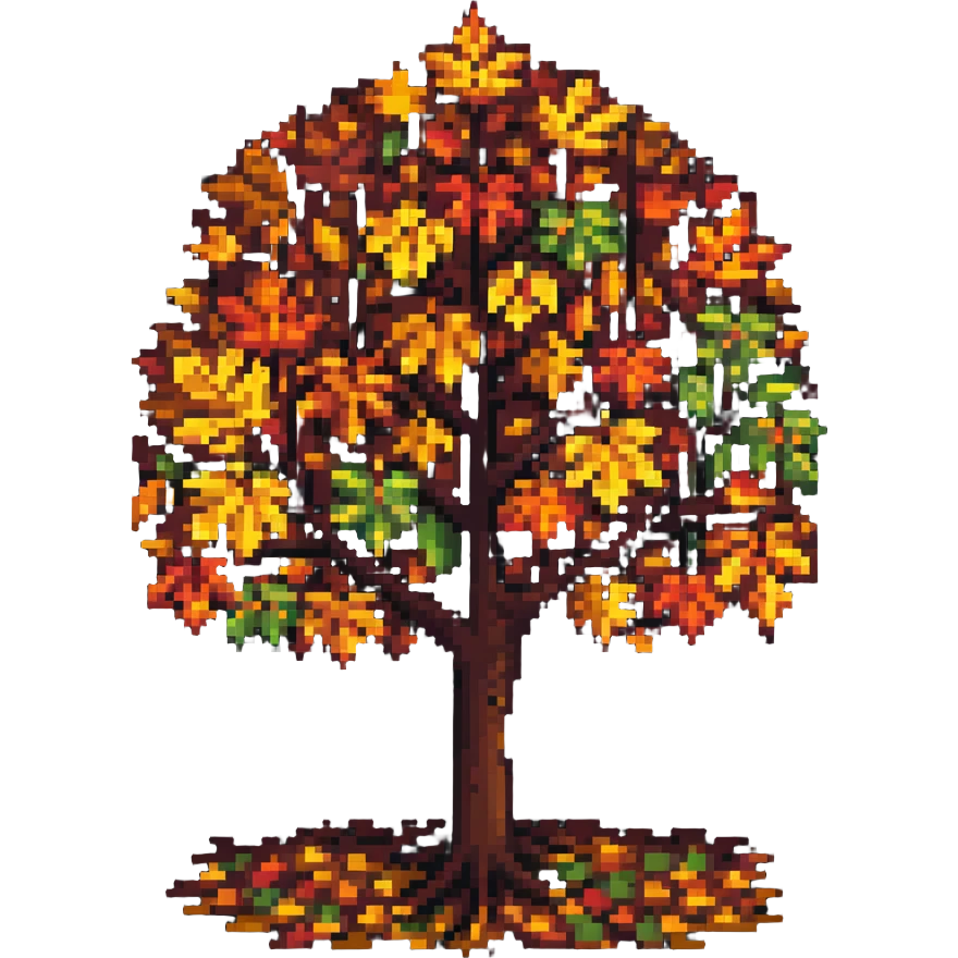 tree in the fall with colorful autumn leaves emoji